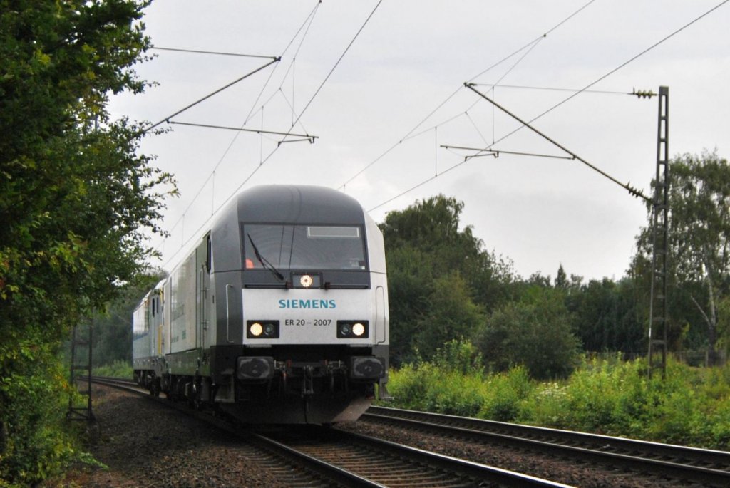 Siemens (DE) ER 20 2007, Eurorunner auf dem Weg in Richtung Aachen,
 am 21.7.11 bei bach - Palenberg

