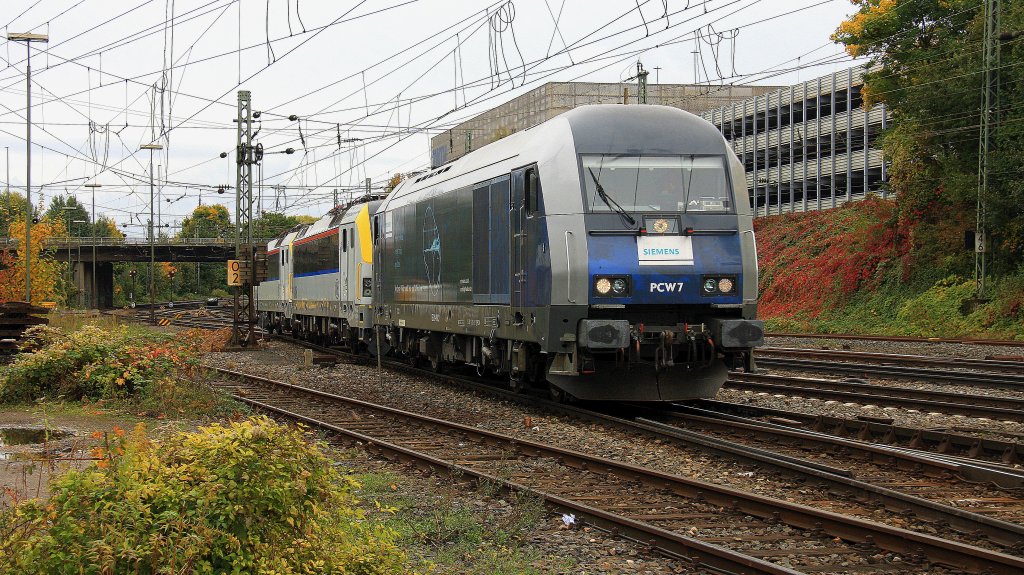 Siemens PCW7 ER20-2007 in Aachen-West mit zwei belgischen E-loks der 18er Reihe am Hakem, aus Mnchen-Allach kommend am 14.10.2012.