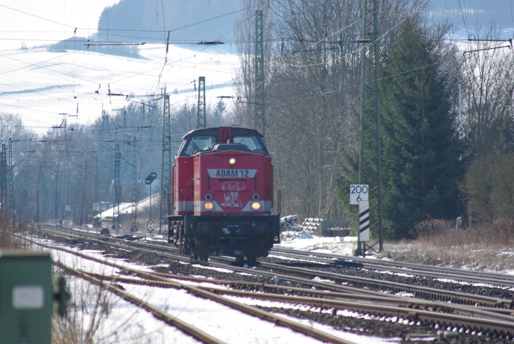Sonntagsruhe? Nicht fr  Rex  alias Adam 12. Hier auf seiner Fahrt gen Norden bei Eschwege West. Aufgenommen am 07.03.2010.