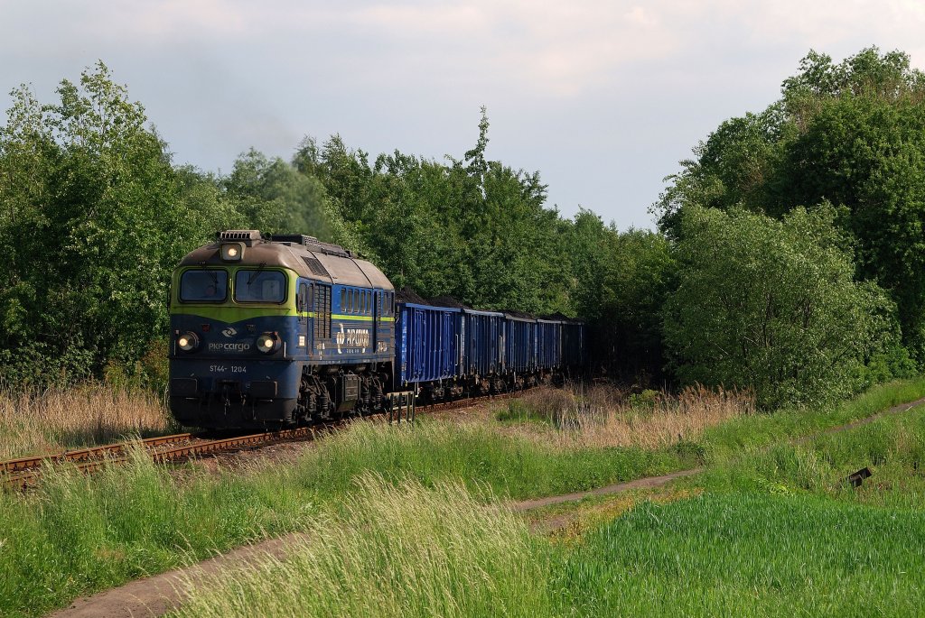 ST44-1204 (PKP Cargo) mit Kohlezug vor Debicz (20.05.2011)