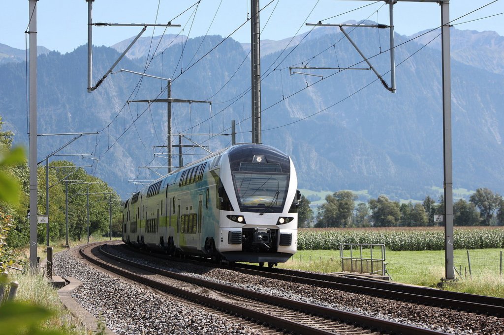Stadler Dosto  KISS  fr die sterreichische WESTbahn GmbH bei Testfahrten zwischen Sargans und Landquart.Sie sollen spter 
zwischen Wien und Salzburg verkehren.Maienfeld 11.08.11