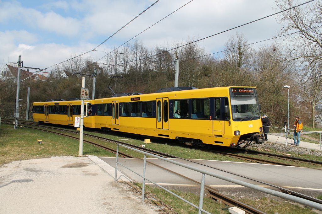 Stadtbahn in Stuttgart Richtung Killesberg am 07.04.2013 in Stuttgart.