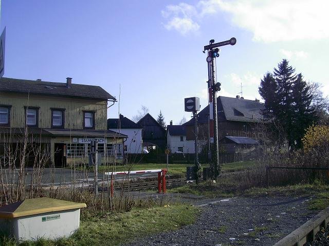 Stammbach , hier beginnt der eingleisige Abschnitt auf der strecke Hof - Bamberg. Der nchste Bf wre Marktschorgast