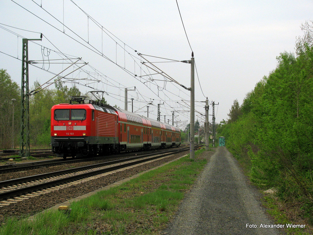 Standortwechsel an die Nordeinfahrt Knigs Wusterhausens. Es erreicht 112 103 etwas versptet Knigs Wusterhausen am 1.Mai.