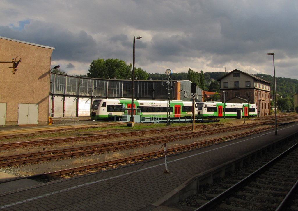 STB VT 113 (650 513-4 D-STB) + VT 105 (650 505-0 D-STB), im Bw der Sd-Thringen-Bahn in Meiningen; 04.09.2010