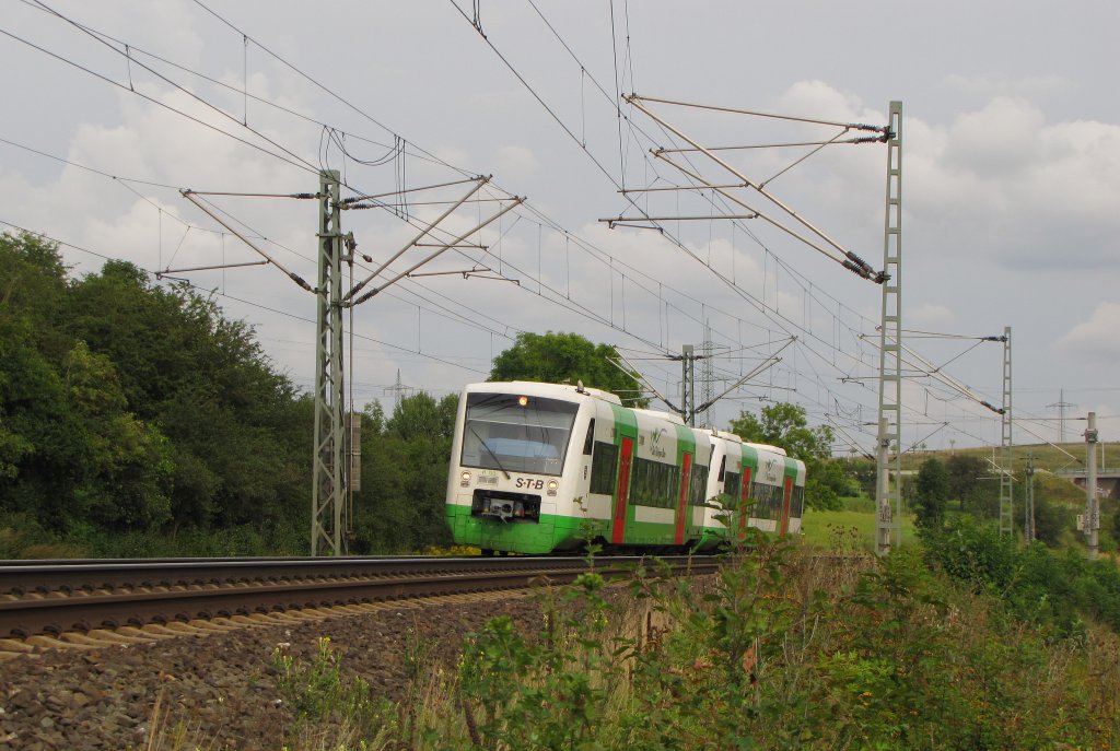 STB VT 130 (95 80 0650 530-8 D-STB) als STB 80571 von Erfurt Hbf nach Meiningen, am 31.08.2012 bei Ingersleben.