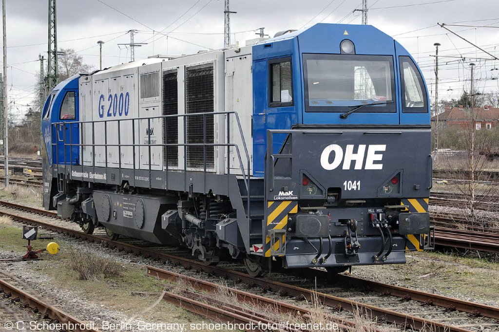 Stendal,  OHE  Diesellok MAK G 2000 Nr 1041, am 08. M�rz 2012