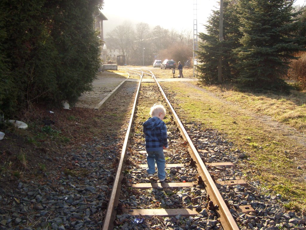 Stillgelegtes ehemaliges Anschlugleis der Harzer Schmalspurbahnen in Hasserode.
Aufname vom 16.3.2012