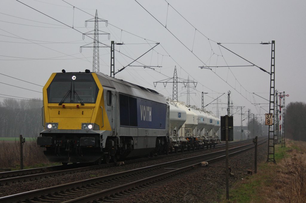 Stock 264 001 am 6.1.13 mit einem Sodazug in Neuss-Weienberg.