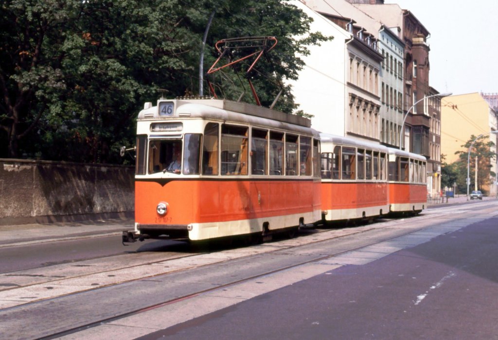 Strab BVB 217 107-7 Berlin Friedrichstr. im Juli 1990
