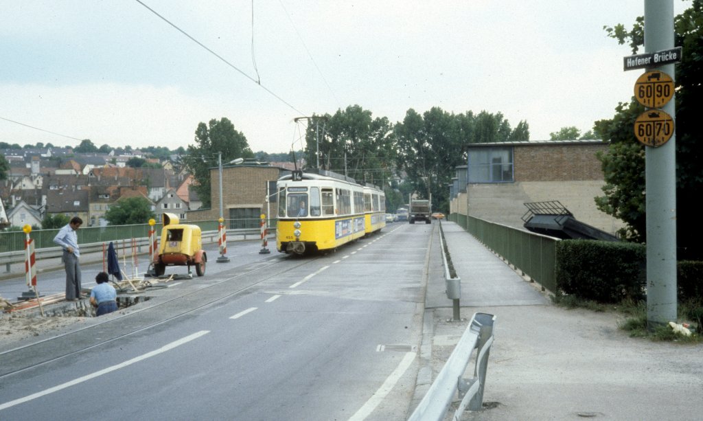 Stuttgart SSB SL 14 (GT4 455) Hofener Brcke im Juli 1979.
