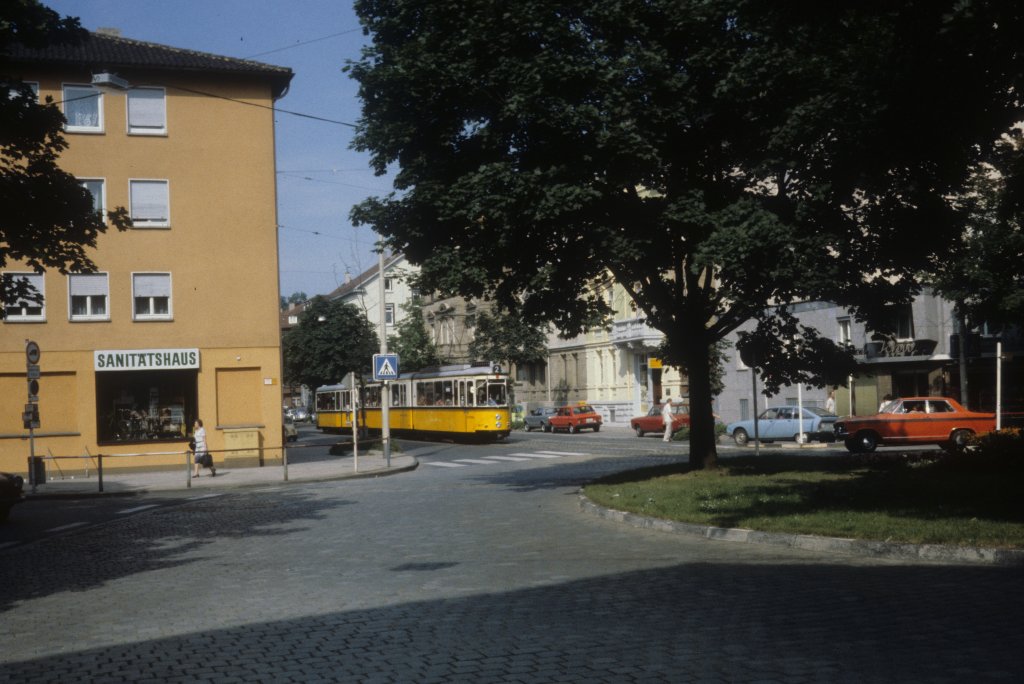 Stuttgart SSB SL 2 (DoT4 917) Bad Cannstatt, Daimlerplatz im Juli 1979.
