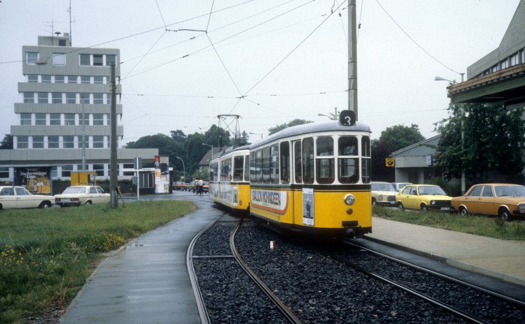 Stuttgart SSB SL 3 (Bw Typ 82.3 + GT4) Plieningen am 1. Juni 1980.