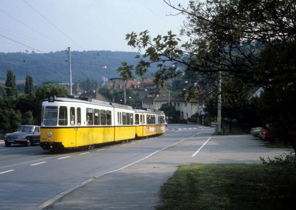Stuttgart SSB SL 9 (GT4 650 + GT4 470) Botnanger Strasse im Juli 1979.