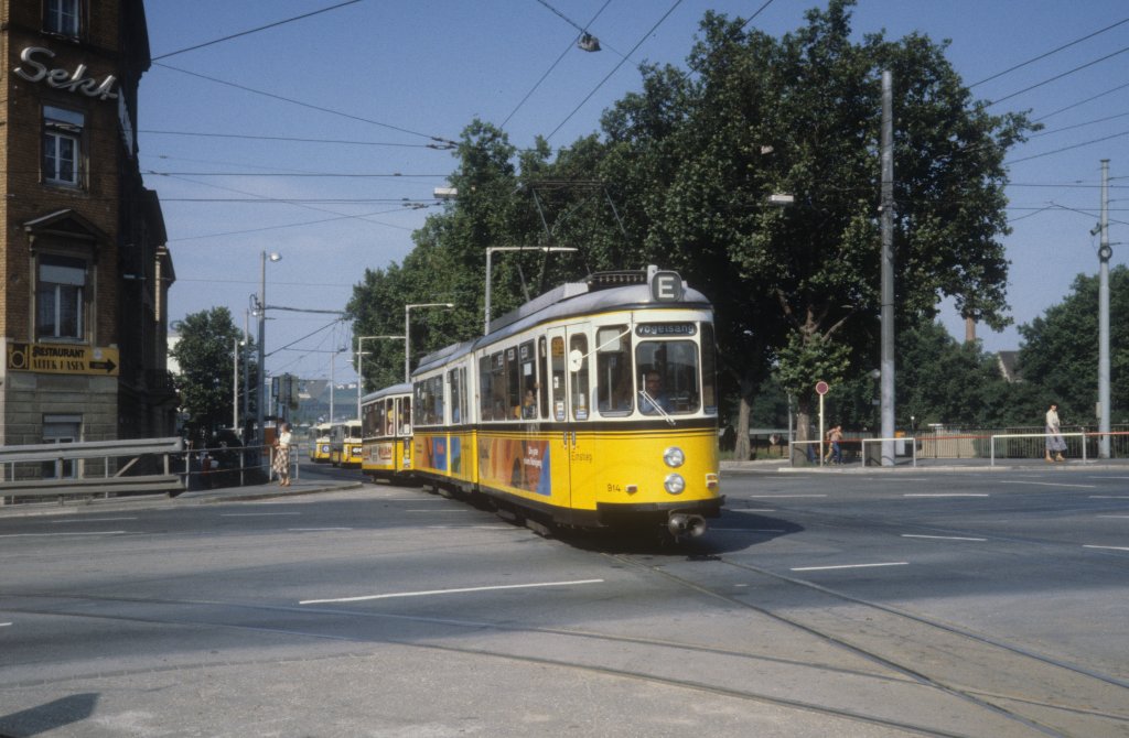 Stuttgart SSB SL E (DoT4 914) Neckartalstrasse im Juli 1979.