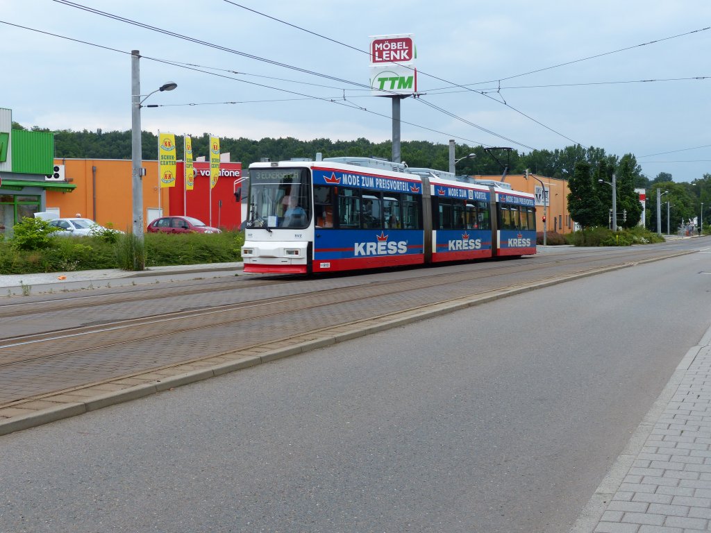 SVZ Wagen 910 nach Eckersbach am 04.07.2013 auf der usseren Schneeberger Strasse.