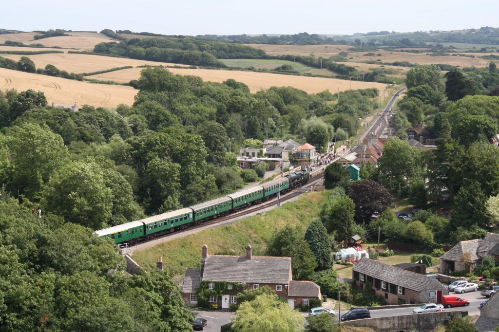 Swanage am 27.07.2010, Station 'Corfe Castle', Aufnahme von der Ruine 'Corfe Castle'