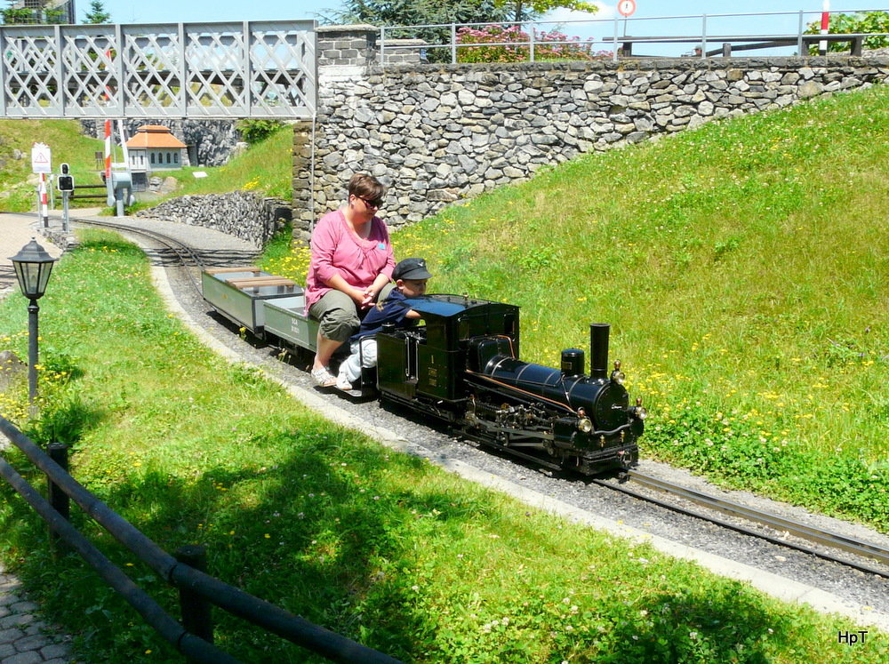 Swiss Vapeur Parc .Bouveret  -  Modell einer Dampflok der Appenzeller Bahn unterwegs auf dem Areal von Swiss Vapeur Parc am 23.06.2012