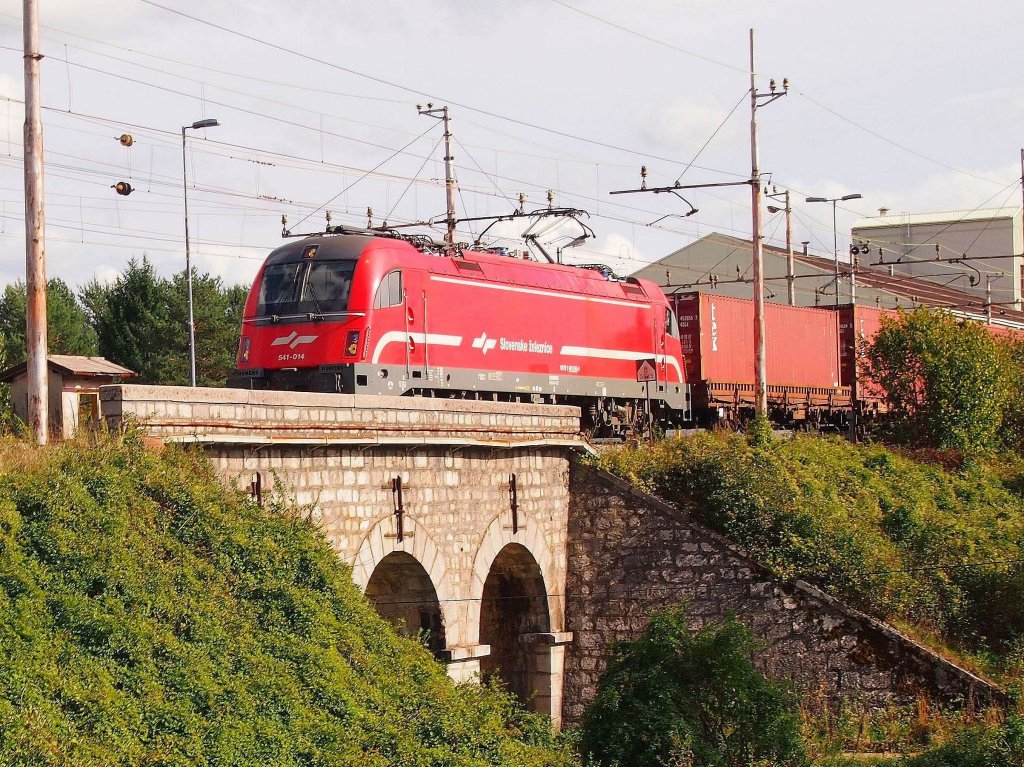 SZ Taurus 541 014 auf einer Brcke in der Nhe des Bhf. Priestranek am 2012:09:27.