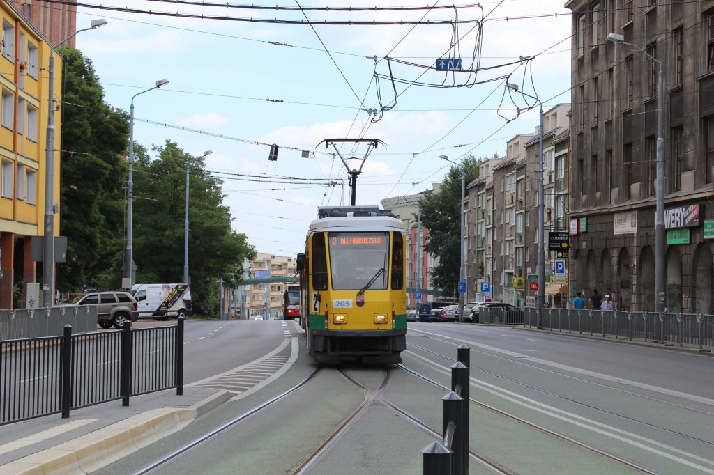 Szczecin / Stettin SL 2 (T6A2 205, ex-BVG 5214) Ksiedza Kardynala Stefana Wyszynskiego (bis 1945: Breite Strasse) am 17. Juli 2013. 