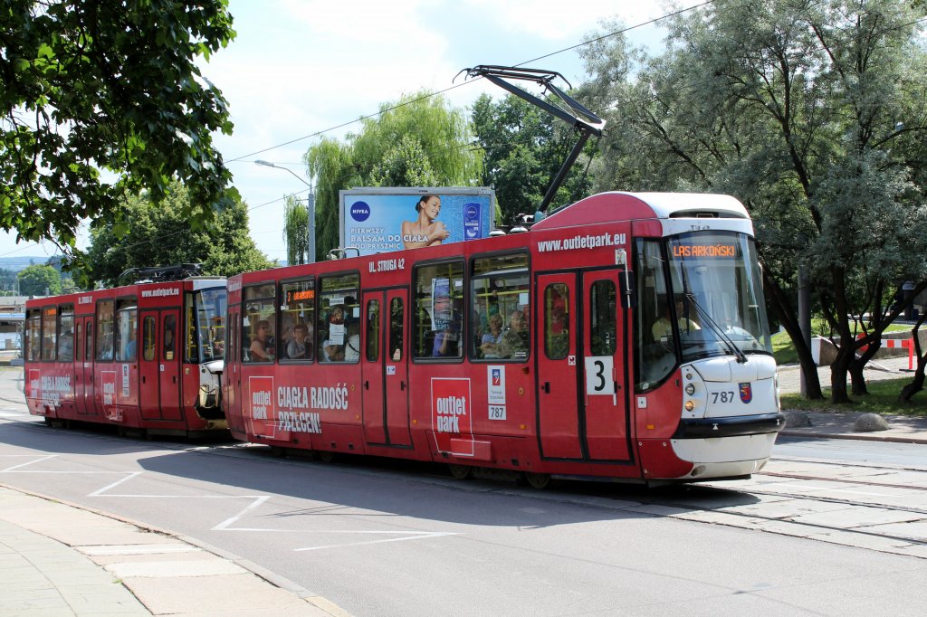 Szczecin / Stettin SL 3 (Konstal 105N2k 787) pl Tobrucki am 17. Juli 2013.