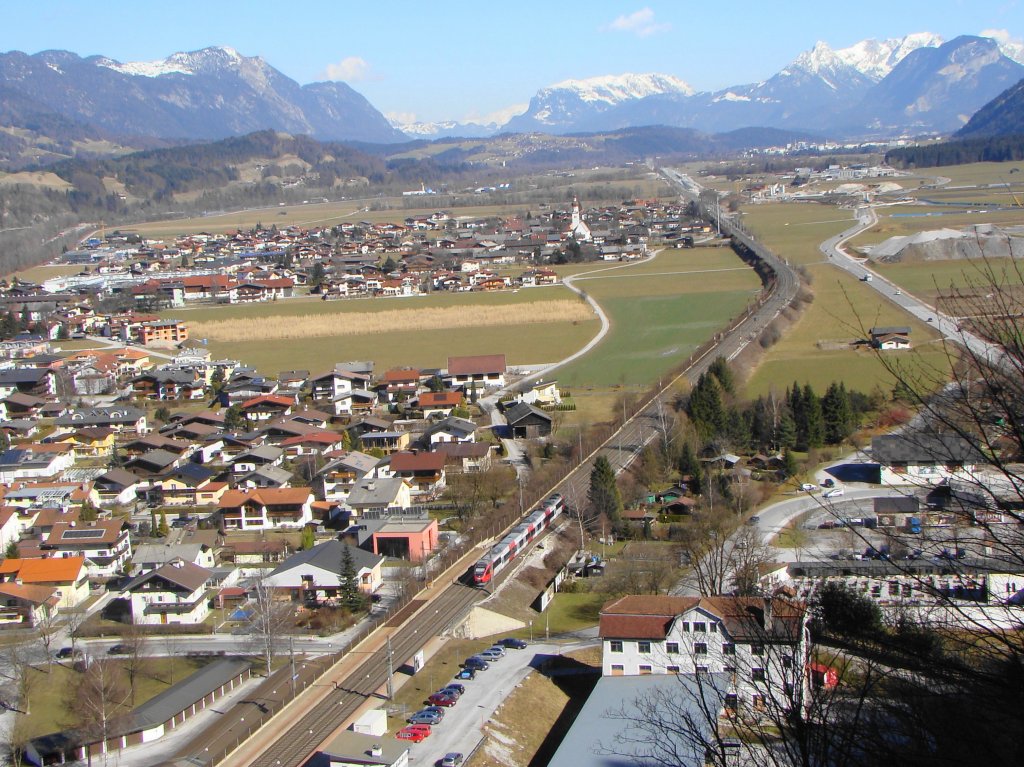 Talbot leichtbau niederflur Triebzug (Talent) bei Rattenberg-Kramsach.01.03.2010