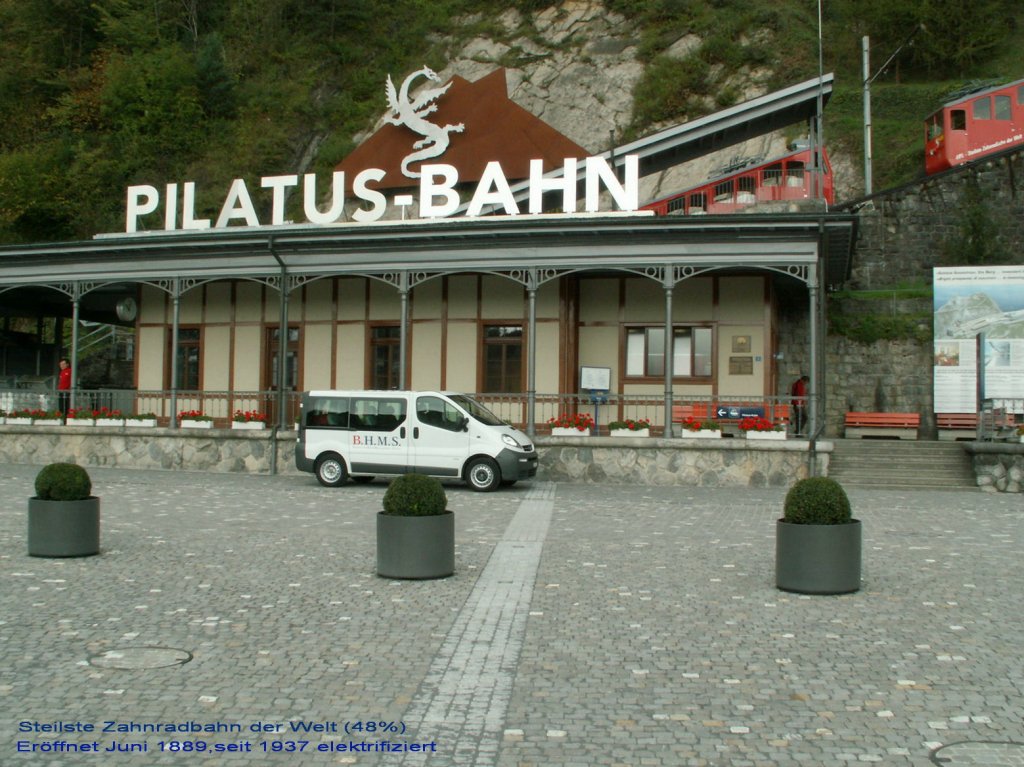Talstation der Pilatusbahn(PB)in Alpnachstad am
Alpnacher See.07.10.10