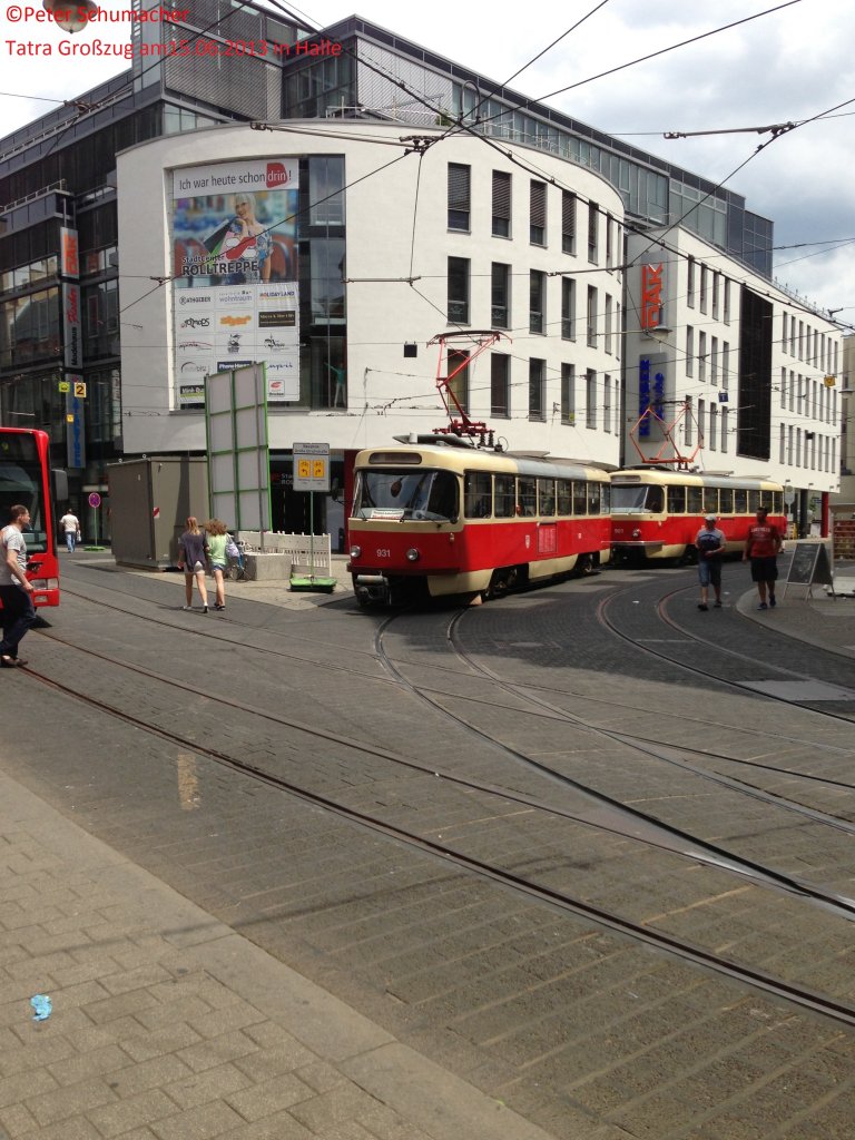 Tatra Grozug am 15.06.2013 in Halle (Saale) kurz vor dem Halleschen Marktplatz.