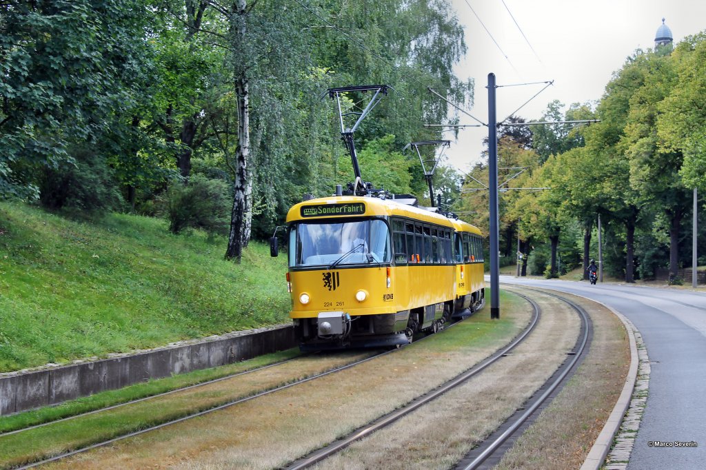 Tatra Sonderfahrt kurz vor der Haltestelle Cmmerswalder Strae. 25.08.2012