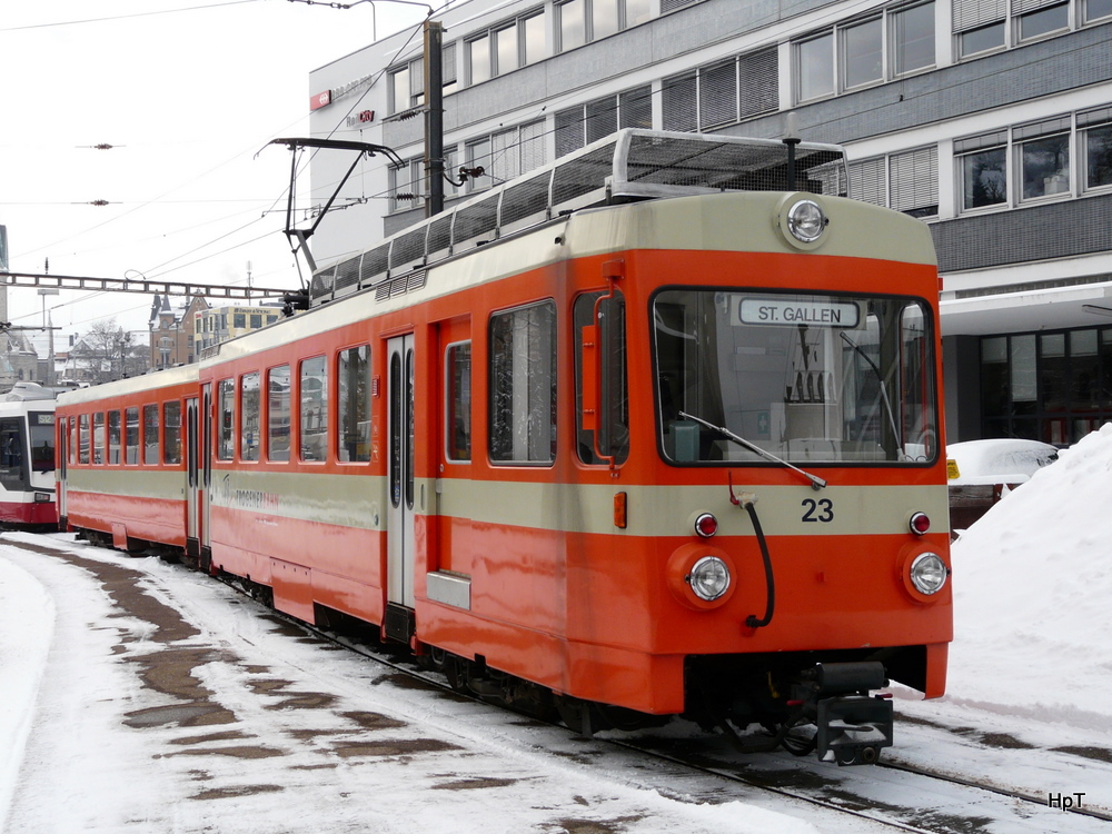 TB / AB  -Motorwagen des BDe 4/8  23 in St.Gallen am 27.12.2010