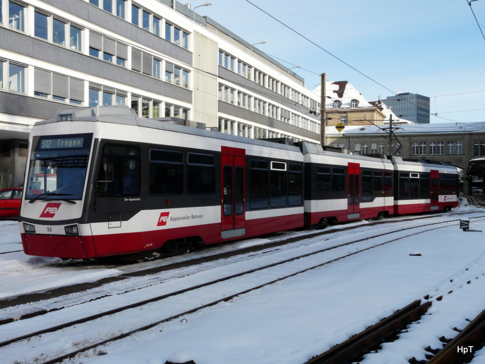 TB / AB - Triebwagen Be 4/8 32 abgestellt im Bahnhof St.Gallen am 27.12.2010