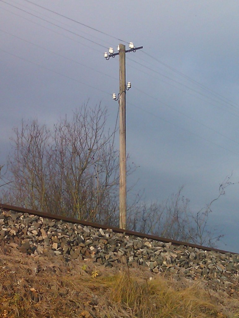Telegrafenmast zwischen Neustadt Aisch und Birkenfeld. Blick nach Norden.