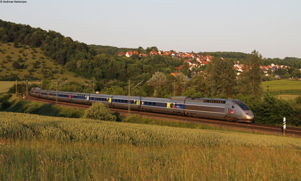 TGV 44** als TGV 9575 (Paris Est-Mnchen Hbf) bei Lonsee 18.6.12