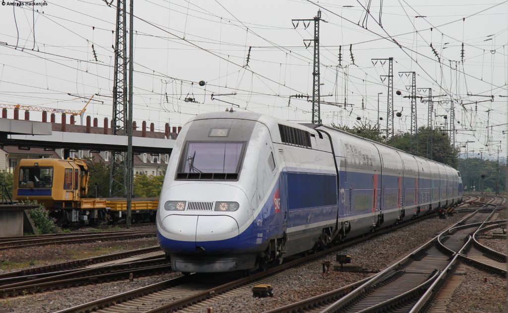 TGV 4711 als TGV 9580 (Frankfurt(Main)Hbf-Marseille-St-Charles) bei der Einfahrt Karlsruhe Hbf 11.9.12