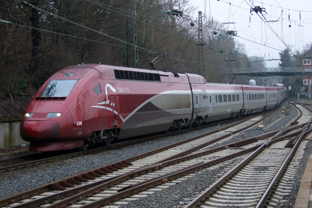 Thalys 4305 bei der Einfahrt in Aachen 16.2.2013