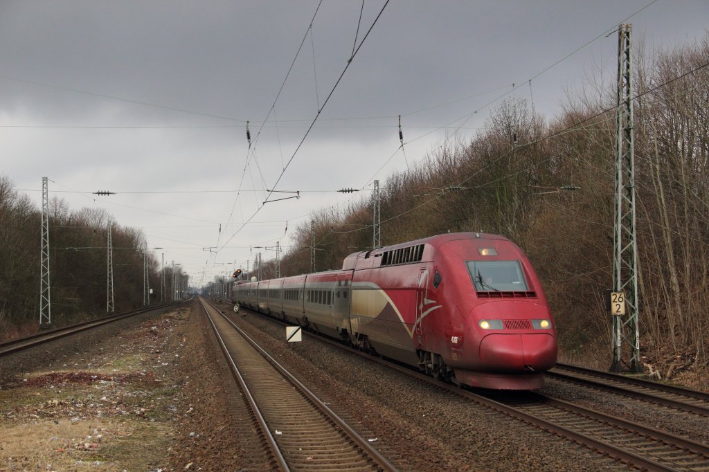 Thalys 4306 als Leerfahrt (Essen Hbf - Kln-Deutzerfeld) in Dsseldorf-Garath am 03.02.13