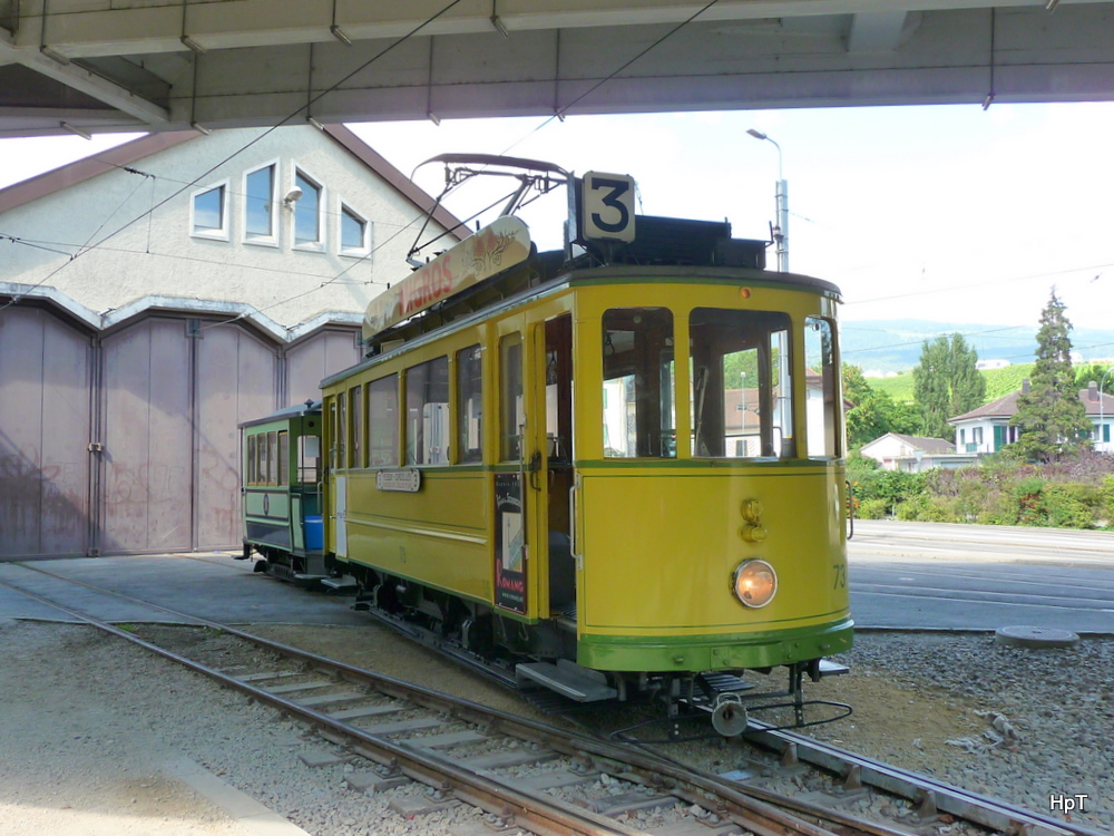TN - Oldtimer Tram Be 2/2 73 mit Beiwagen C 1  in Boudry am 12.09.2010