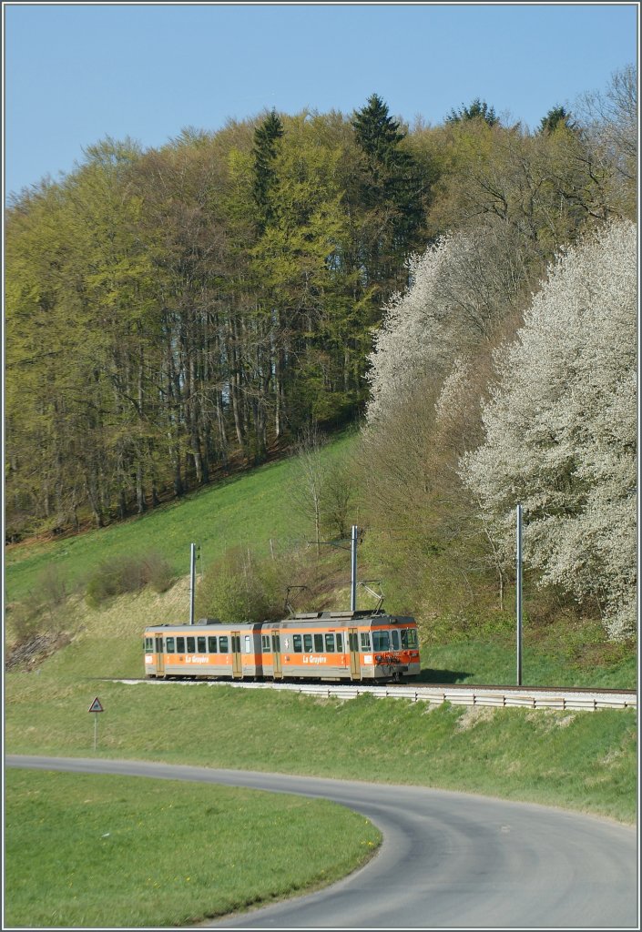 TPF Regionalzug 553 nach Palzieux bei Prayoud am 16. April 2011.