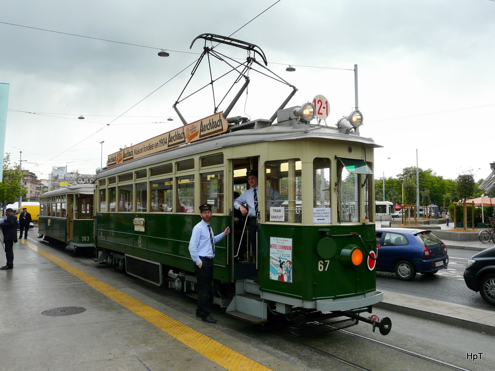 TPG - Oldtimer Triebwagen Be 4/467 mit Beiwagen B 363 unterwegs in der Stadt Genf am 15.05.2011