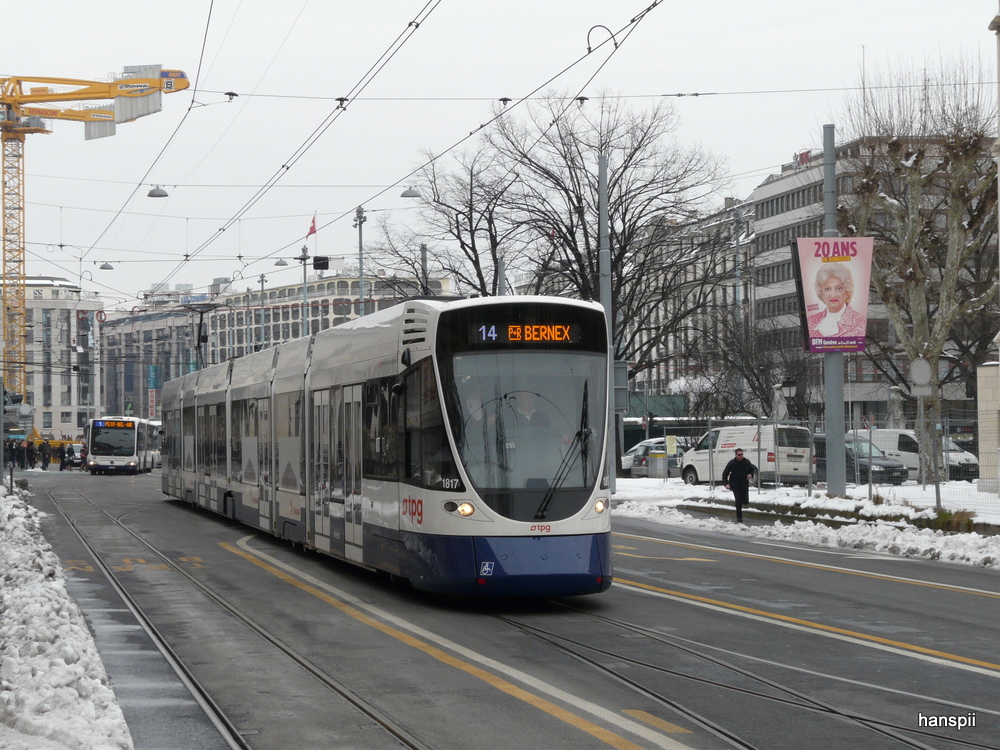 tpg - Tram Be 6/10 1817 unterwegs auf der Linie 14 in Genf am 14.02.2013