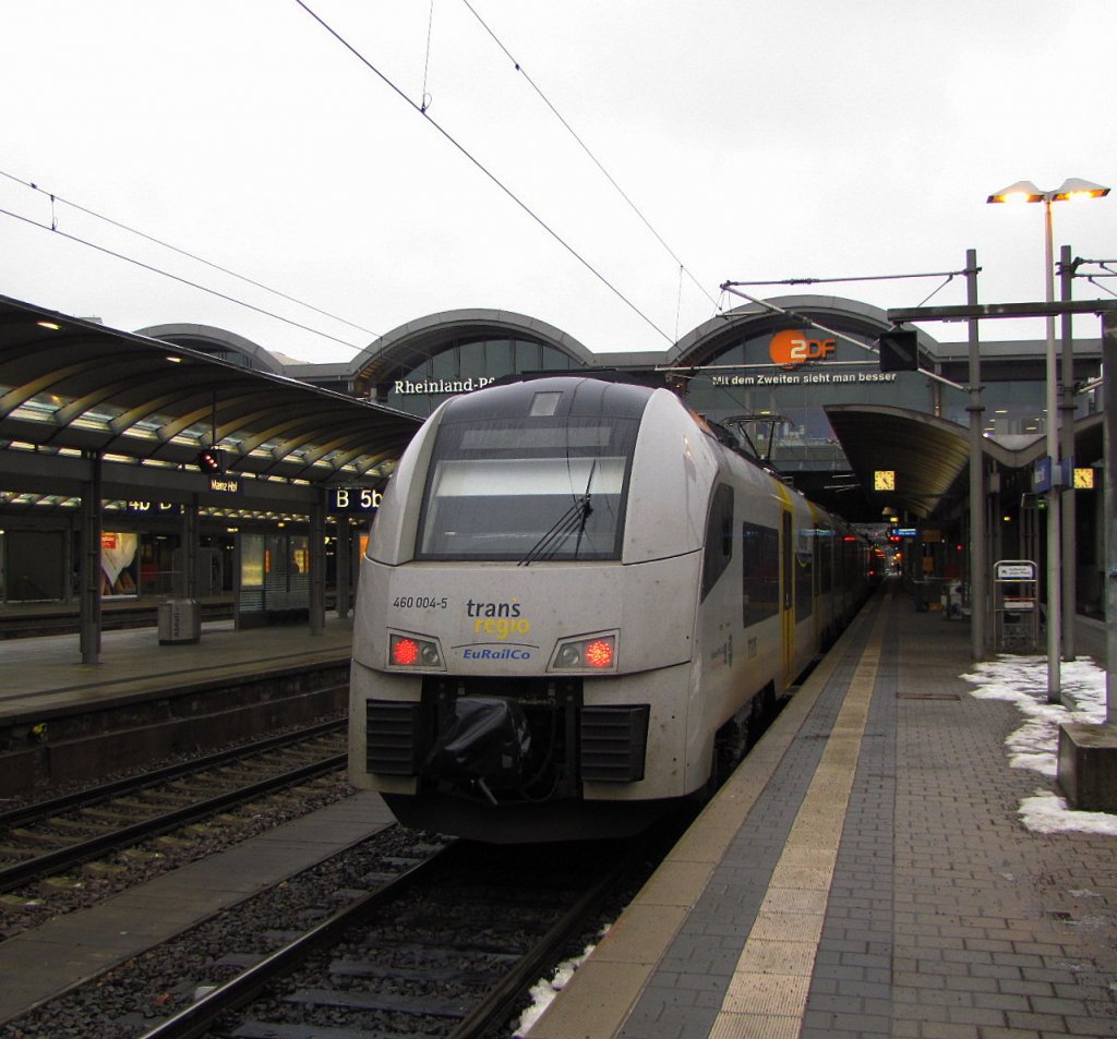 trans regio 460 004-5 als MRB 87525 aus K�ln-Messe/Deutz, in Mainz Hbf; 03.02.2010