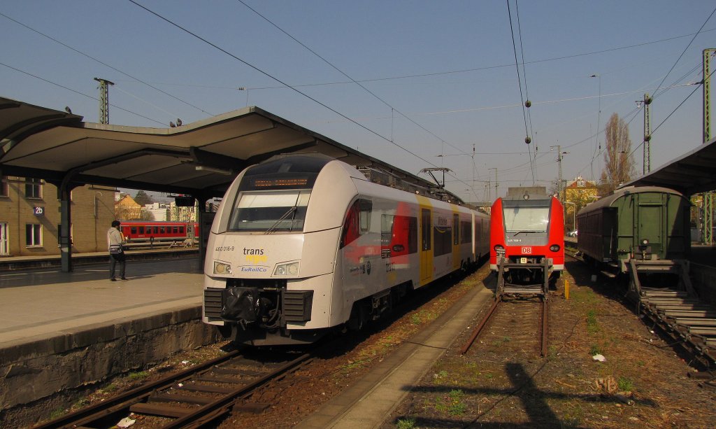 trans regio 460 016-9 (94 80 0460 016-9 D-TDR) als MRB 25326 nach Kln-Messe/Deutz, in Mainz Hbf; 29.03.2011