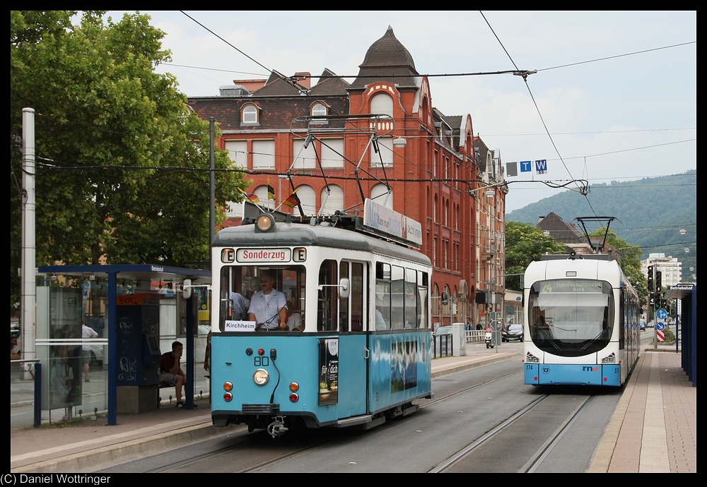 Triebwagen 80 steht am 17. Juli 2010 zur Abfahrt nach Kirchheim am Betriebshof bereit.