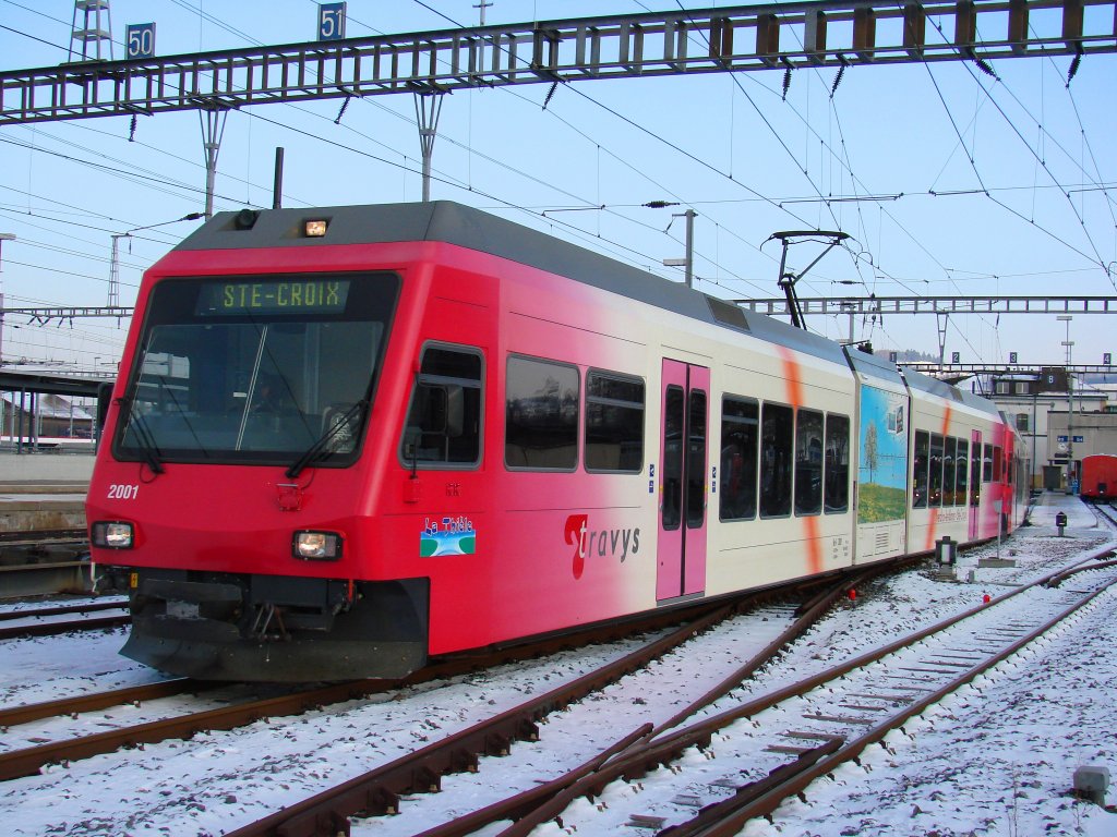 Triebwagen ABe 2/6 2001 - Bf. Yverdon, am 03-02-2012