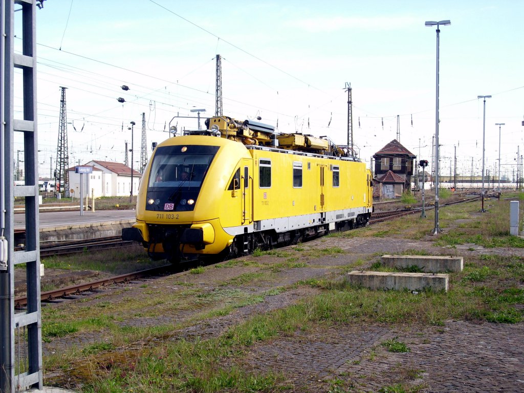 TVT 711 103-2 aus Halle(Saale) bei Ankunft in Leipzig Hbf. am 24.04.2012