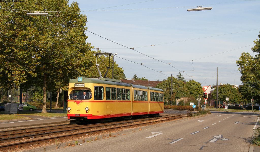 TW 206 als 5 zum Rheinhafen in Rintheim 20.9.12