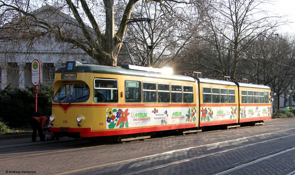 TW 213 als 5 nach Rintheim am Konzerthaus 1.3.11