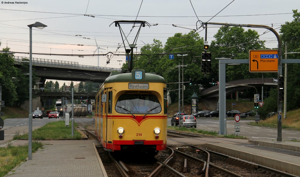 TW 214 als 5 nach Rintheim am Lameyplatz (Karlsruhe) 8.6.11