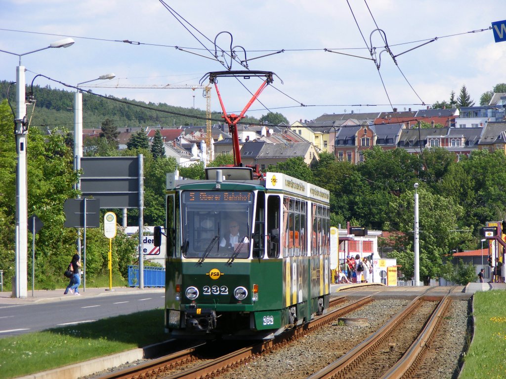 TW 232 als Linie 5 zwischen Elsterbrcke und Tunnel. Aufgenommen am 06.06.2010