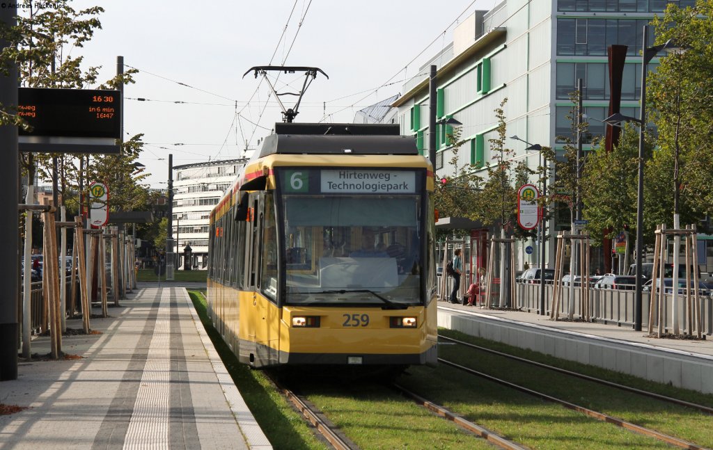 Tw 259 als 6 zum Hirtenweg-Technolgiepark in der Ostendstrae 20.9.12